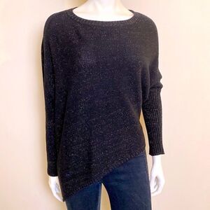 Black Sweater Sogi asymmetrical  batwing dolman sleeve Small NWOT